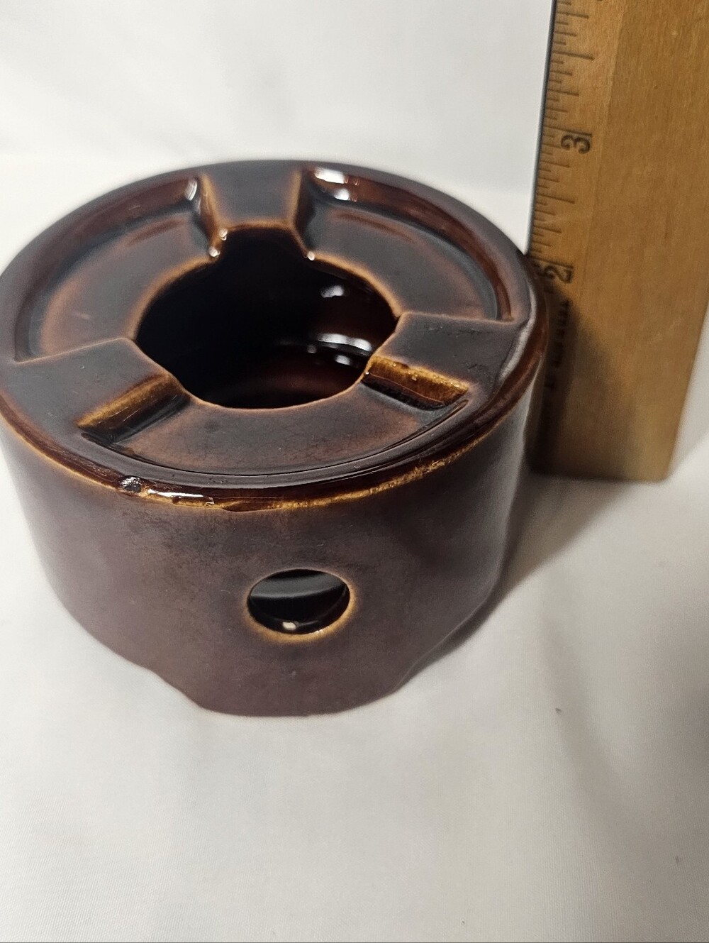 Vintage Brown Ceramic Teapot Warmer Fondue Burner Tea Light Holder Taiwan 4" - Picture 7 of 8